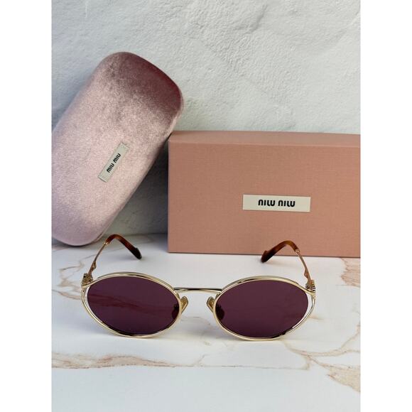 NEW Miu Miu MU52YS Violet Purple Gold Metal Sunglasses main image 6